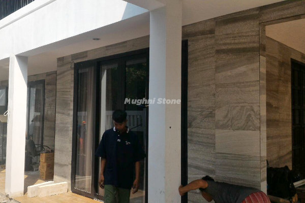 dinnding teraas rumah dengan batu bali grey