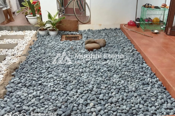 contoh pemasangan batu koral hitam