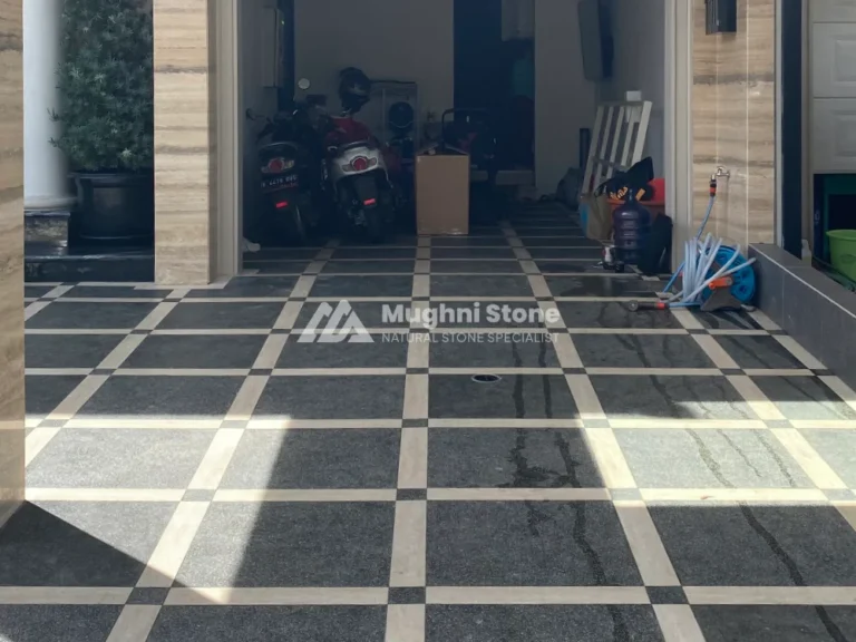 after 1 - lantai carport batu basalto hitam gading serpong