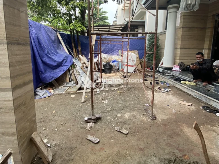 before 2 - lantai carport batu basalto hitam gading serpong