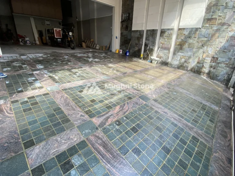 pemasangan batu alam andesit, paras dan purwakarta untuk lanttai carport