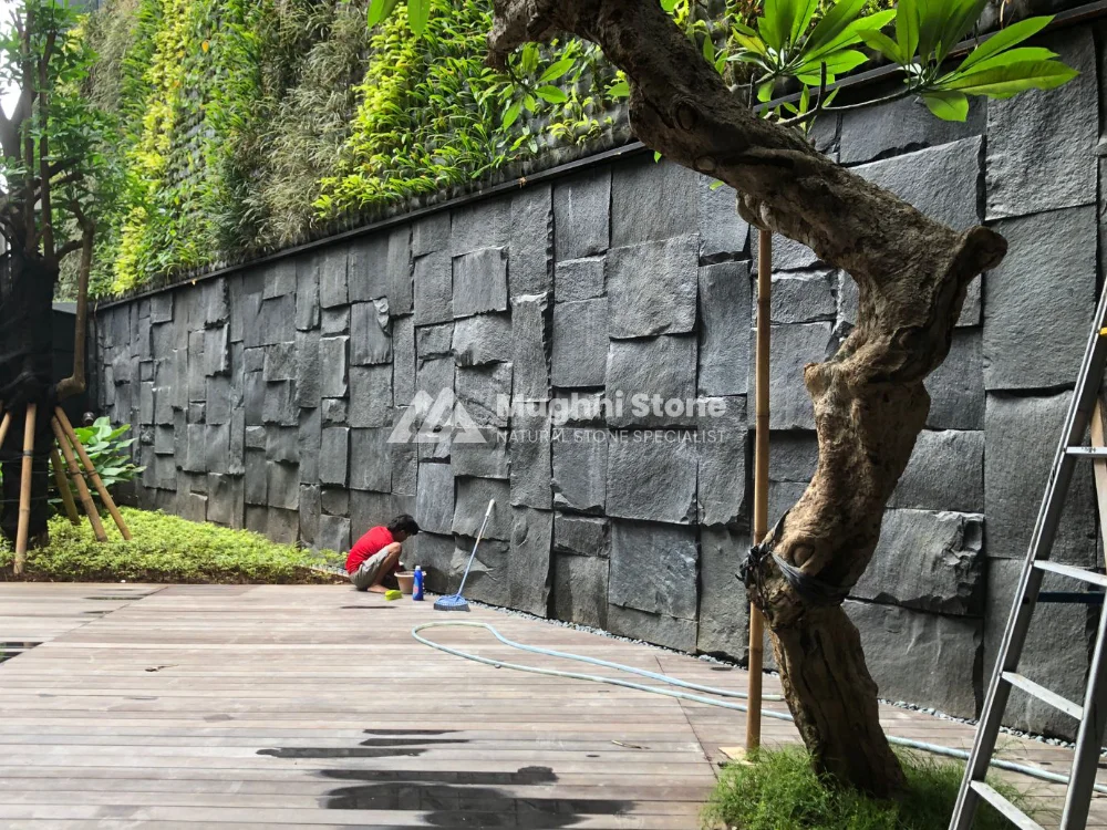 pagar batu alam andesit pola tebing