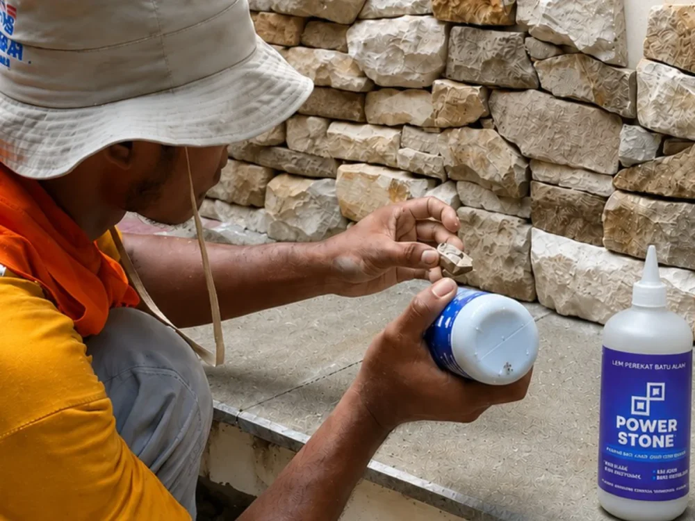 Lem perekat power stone untuk batu buatan